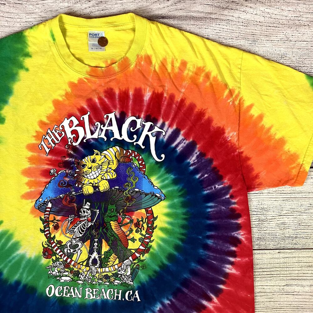 Vintage Black Ocean Beach, California Tie Dye T-shirt